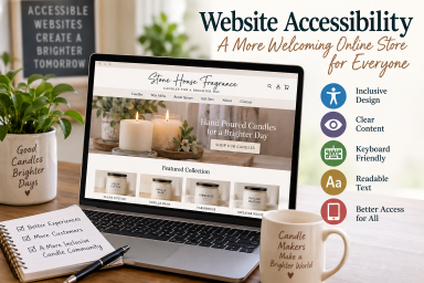 Candle business website accessibility and ADA website design for handmade product sellers